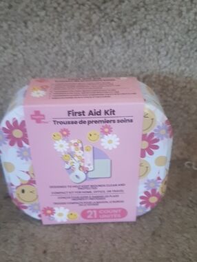 Pink Floral Smiley First Aid Kit